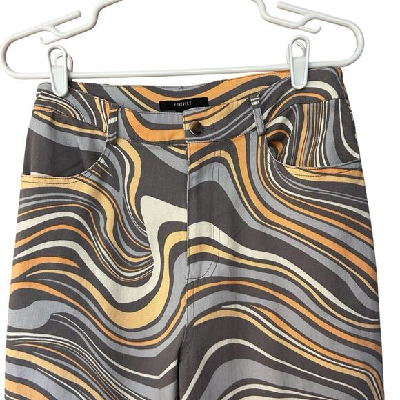 Forever 21 Women’s Allover Abstract Crop Top & Matching Pants Orange Swirls M - Picture 14 of 16